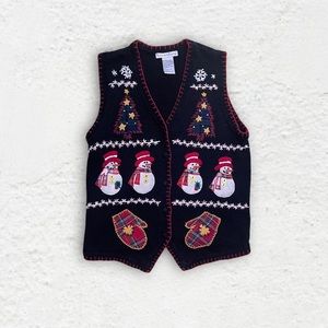 Vintage Stitched mittens - medium Christmas ugly sweater vest festival holiday